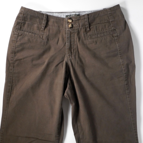Eddie Bauer Sz 8 Blakely Fit Brown Pant 32 x 31.5 Cotton Stretch 2-Button Front - Picture 3 of 9